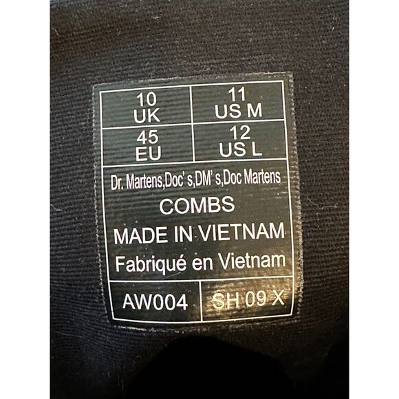 Dr. Martens Combs Canvas Black Lace Up Combat Utility Boot 11